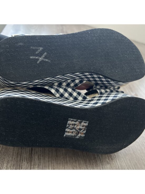 Rag & Bone Megan Gingham Canvas Platform Sandal Navy White Womens 6.5 EU 37 New - Picture 13 of 15